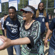 A celebration of the Anderson Monarchs baseball club for underprivileged youth in South Philadelphia, past, present and future, was held on June 10. Sportswriting legend Claire Smith, second from left, threw out the honorary first pitch. Smith traveled with the Monarchs in 1997 while working for the New York Times. (Charles Fox/Philadelphia Inquirer)